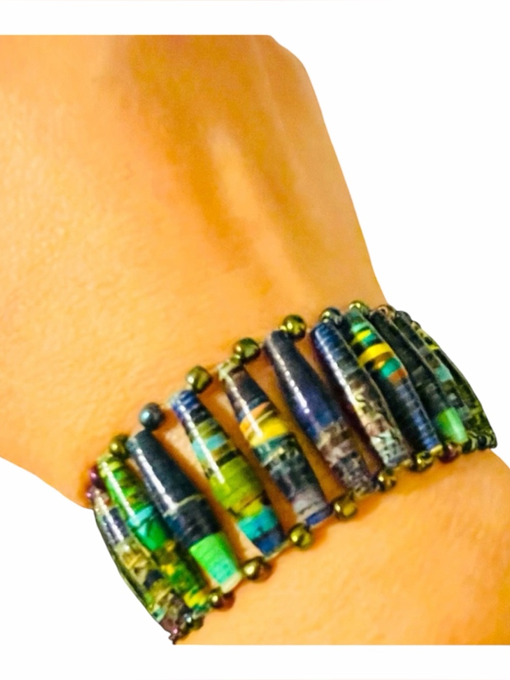 🔴Paper Bead and Seed Bead Stretch Bracelet